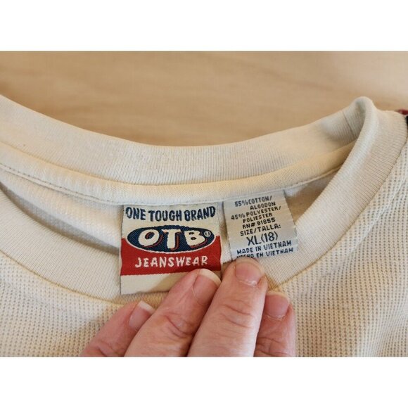 Vintage One Tough Brand Sweater Adult XLarge Tan OTB Y2K Skater Striped Preppy - Picture 12 of 13